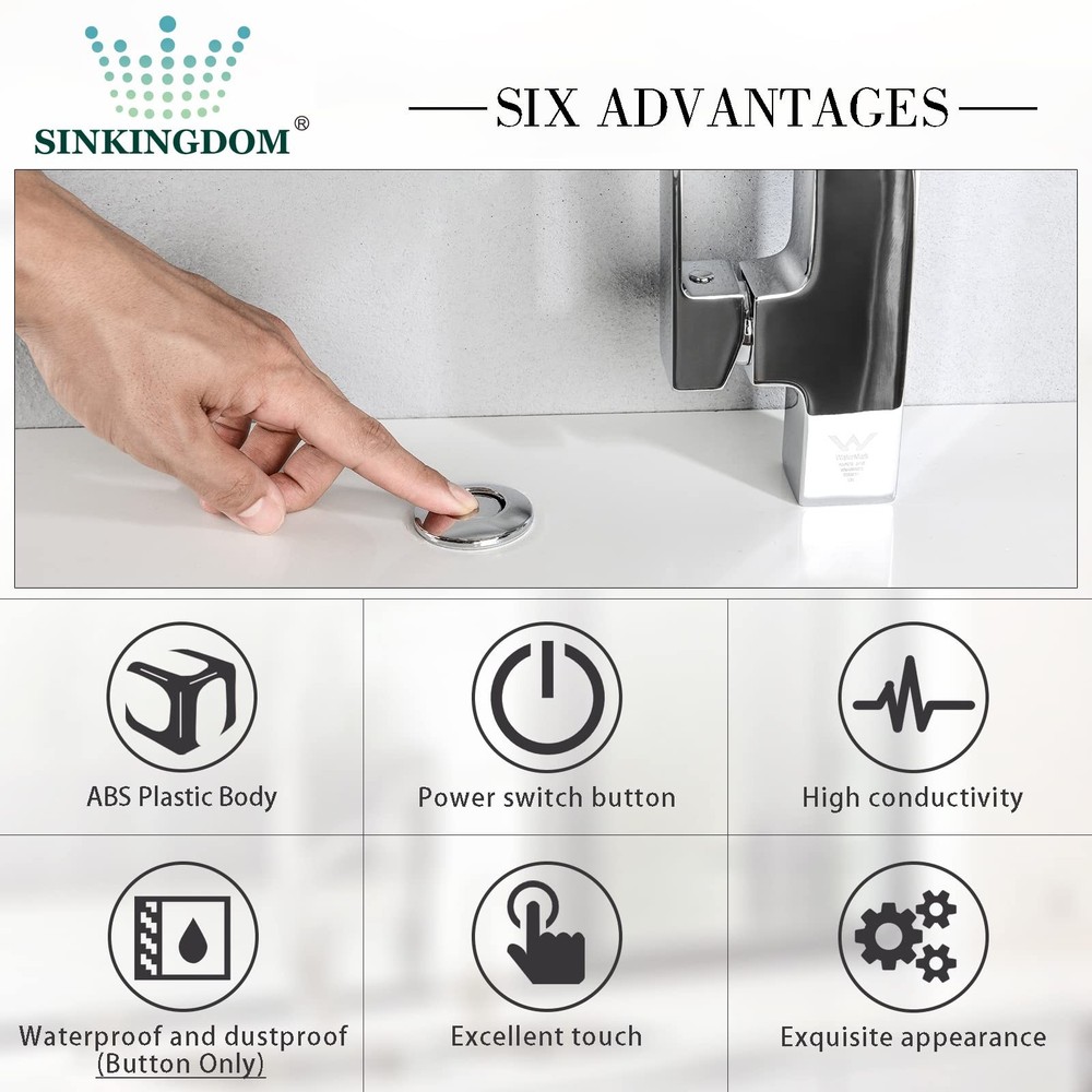 Garbage Disposal Switch Kit with Long Button, Chrome (Brass Cover)