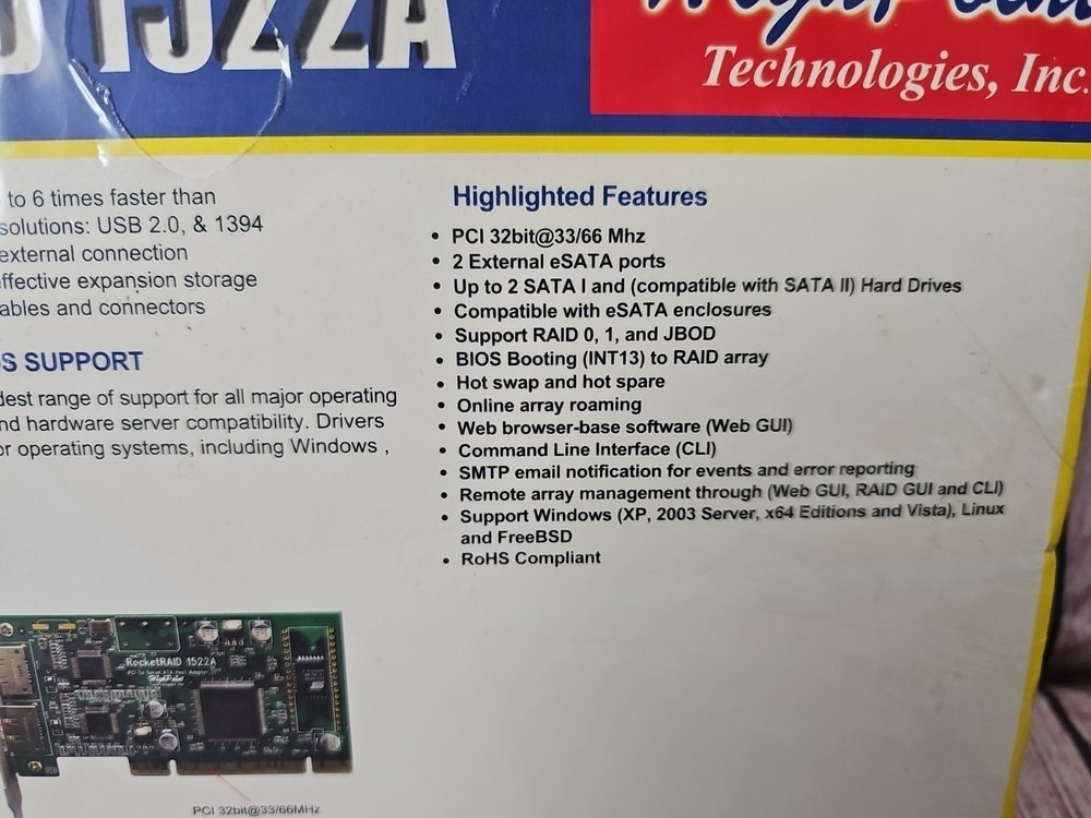 HighPoint Technologies RocketRAID 1522A 2 External Controller -NEW SEALED