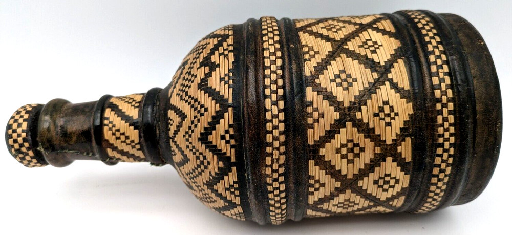 Leather & Basket Weave Wrapped Empty Bottle Stopper