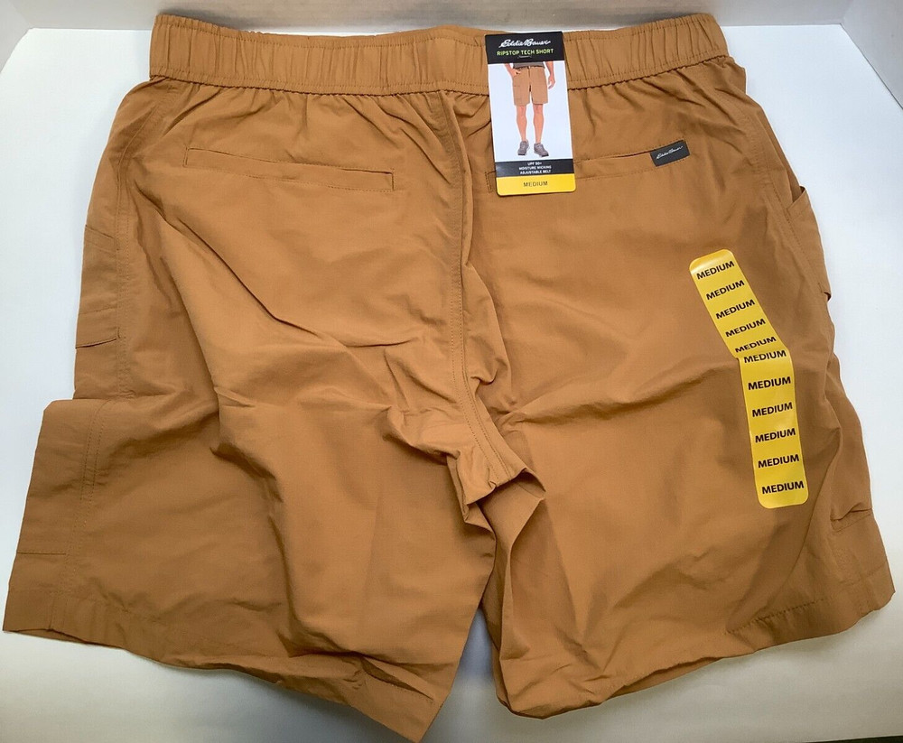 Eddie Bauer Men's Ripstop Tech Pull On Short, Medium, Brown, Free Shipping!!!