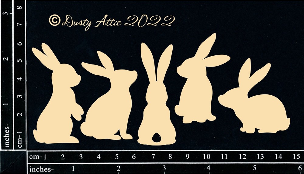 Dusty Attic Chipboard 3x6 - Bunnnies, DA3275