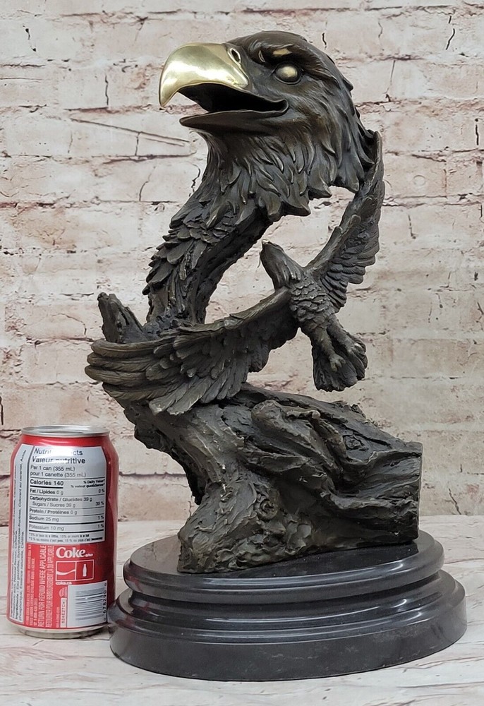 Milo`s Original Bronze Statue: Handmade EagleHead Sculpture, Fine Artwork