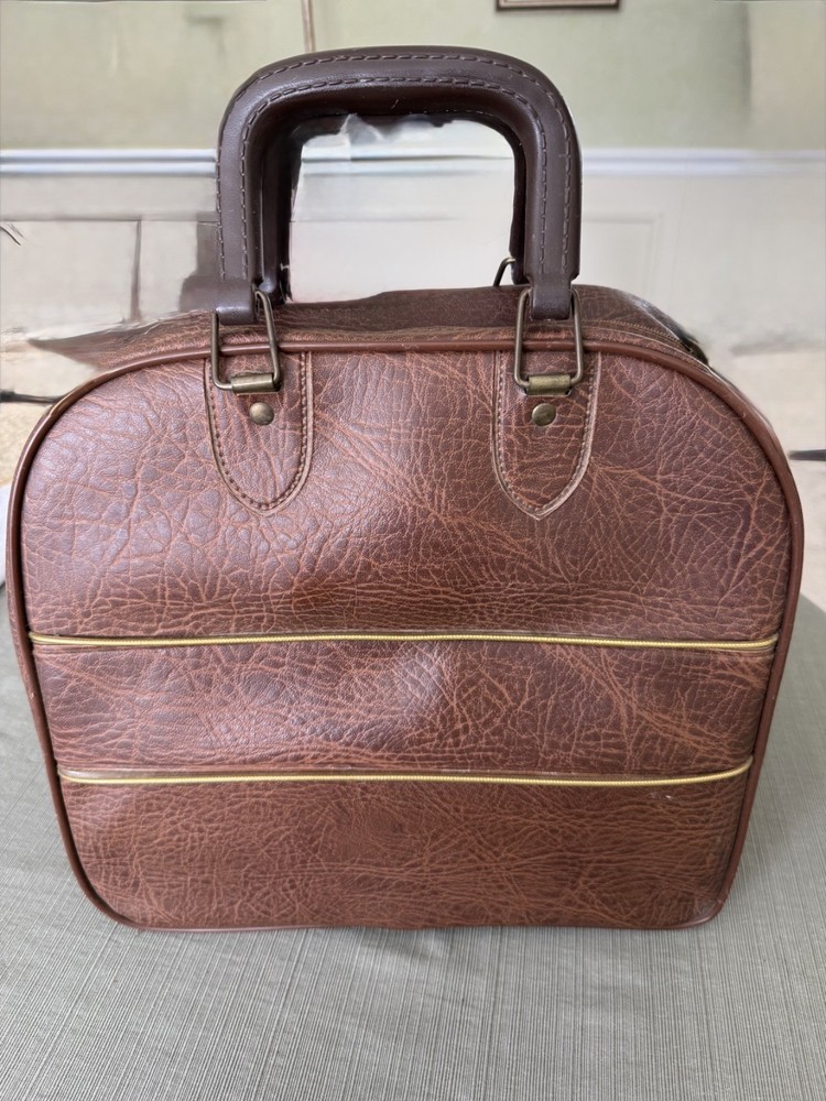 Retro Bowling Bag With Frame Brown & Tan