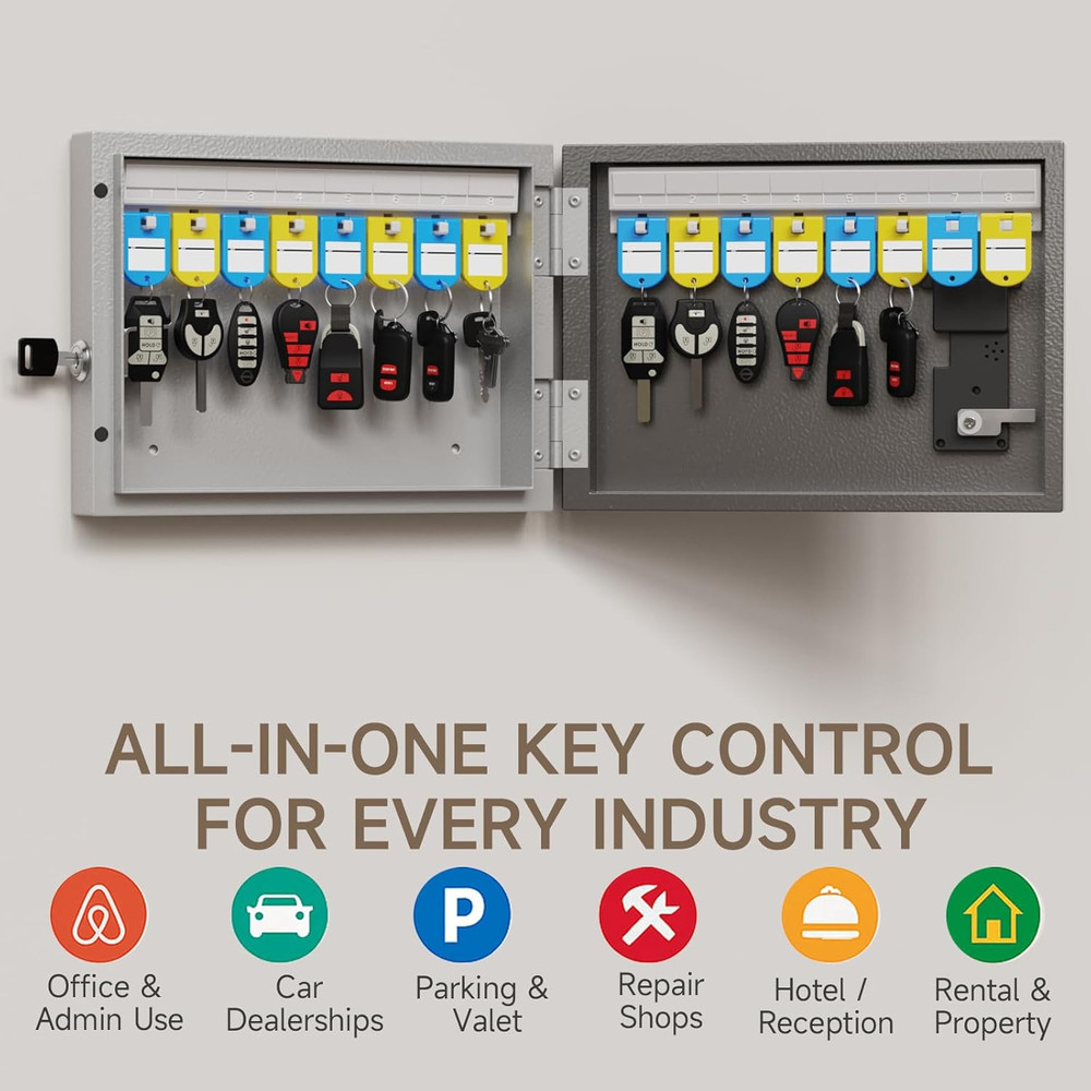 Wehere 16 Key Lock Box Wall Mount, APP Bluetooth/Otp/Wi-Fi/Fixed Code/Key Unlock