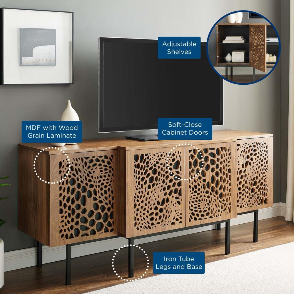 Walnut Yosemite Wood Sideboard Credenza - Stylish Storage Solution
