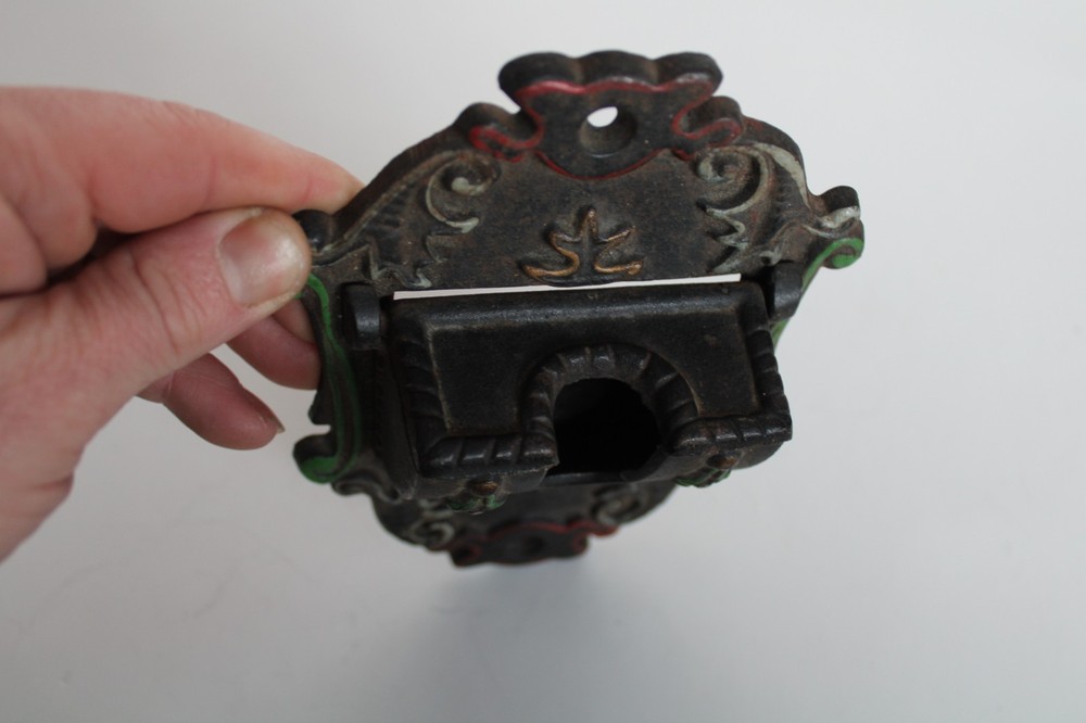 Vintage Wilton Cast Iron Hand-Painted Wall Match Safe
