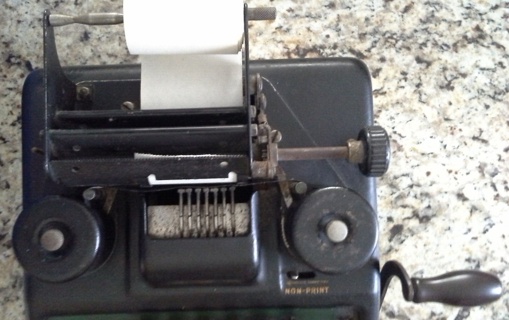Burroughs Portable Green Top Adding Machine VINTAGE