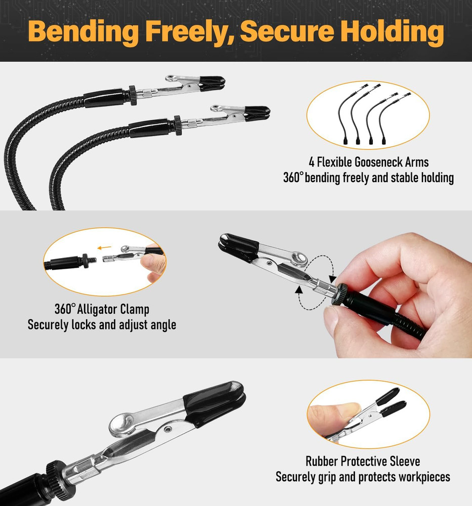Helping Hands Soldering, Third Hand Soldering Tool PCB Holder Four Arms...