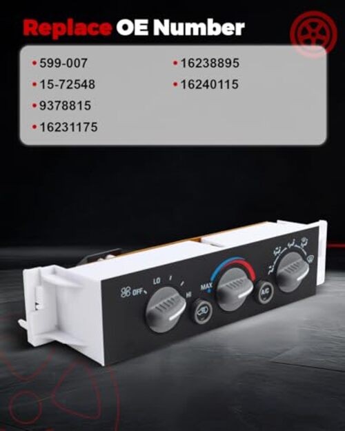 Front A/C Heater Climate Control Module Panel Without Rear Window 599-007