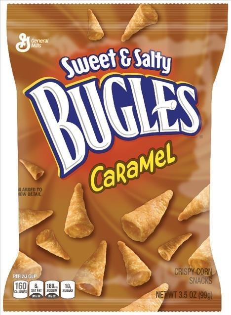 Full Box 7x Bags Bugles Corn Snacks, Caramel - 3.5oz Each