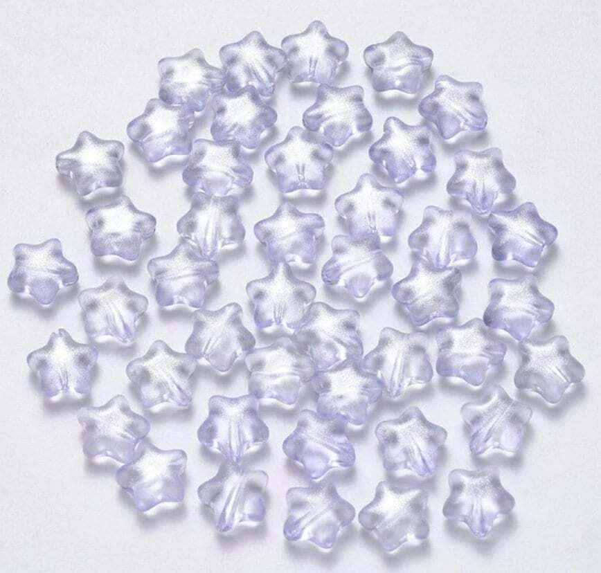 8.5MM Light Purple Colored Glass Star Beads D02