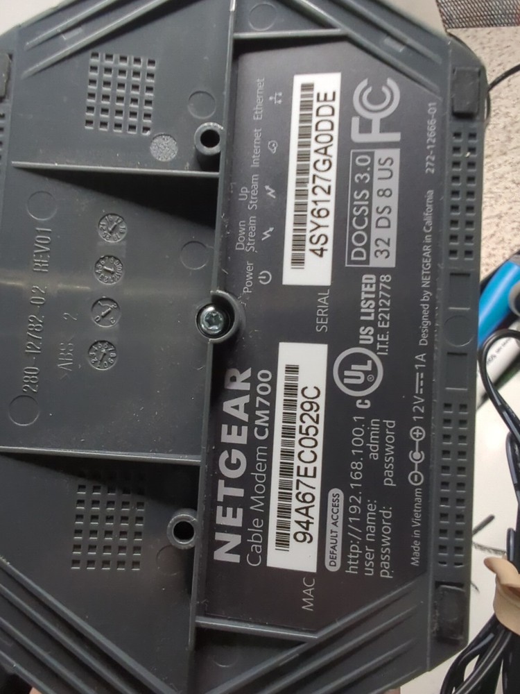 NETGEAR CM700 Cable Modem Used Excellent Condition Cable Adapter Included