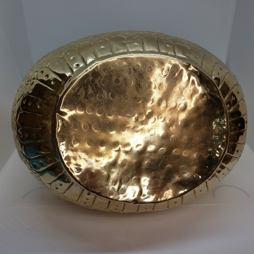 Large Repousse Solid Brass Basket Decorative Stationary Handle India Hammered