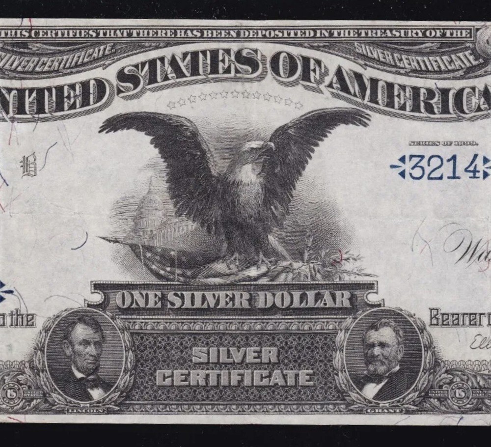 1899 $1 🇺🇸 Silver Certificate ( 4 Digit )( Unique & Gorgeous Example ) RARE