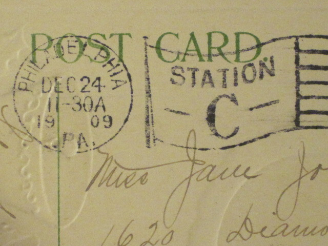 1909 Embossed Christmas Postcard -