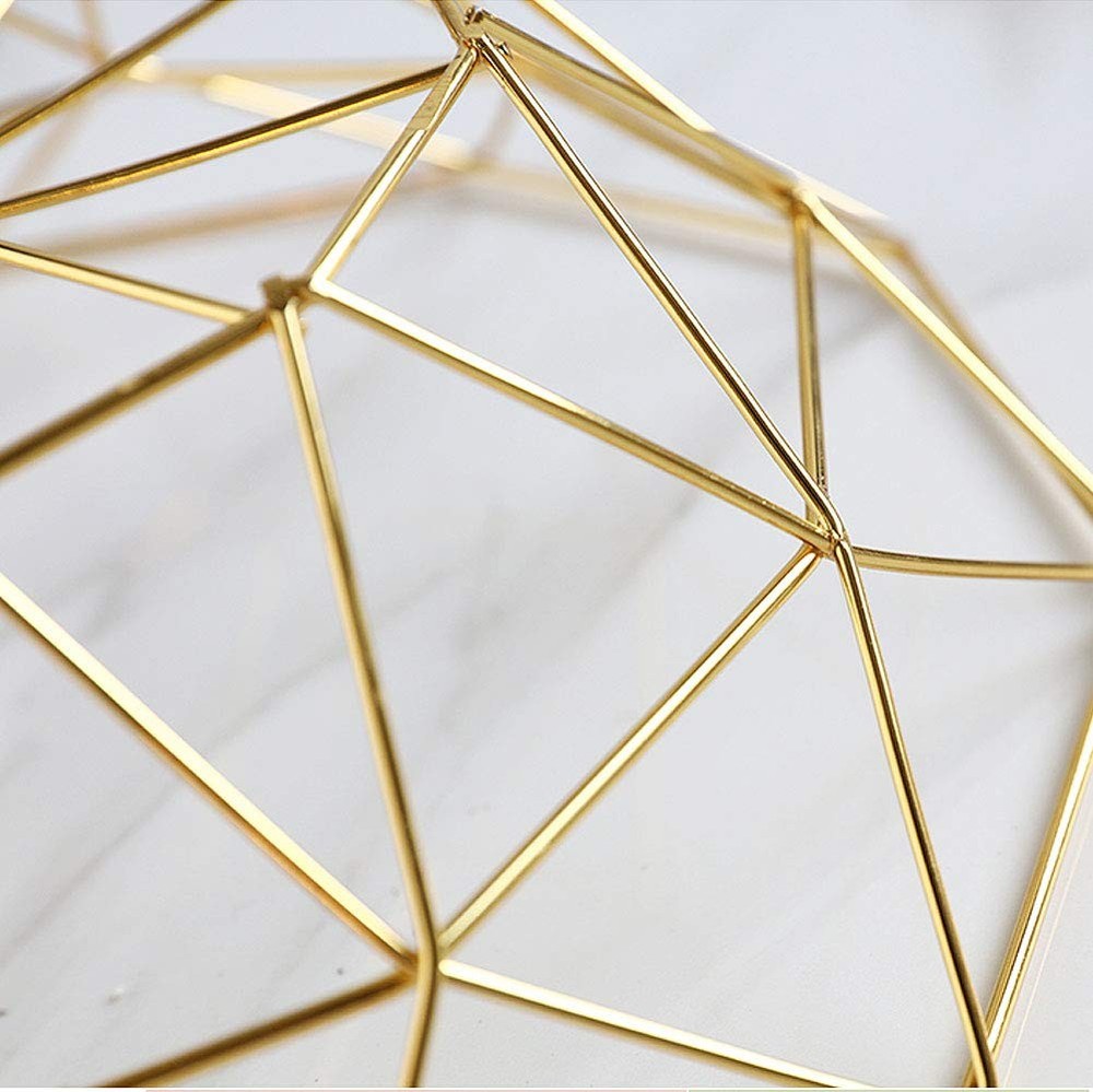 Geometric Metal Wire Fruit Bowl, Iron Arts Fruit Storage Baskets (Gold, Normal)