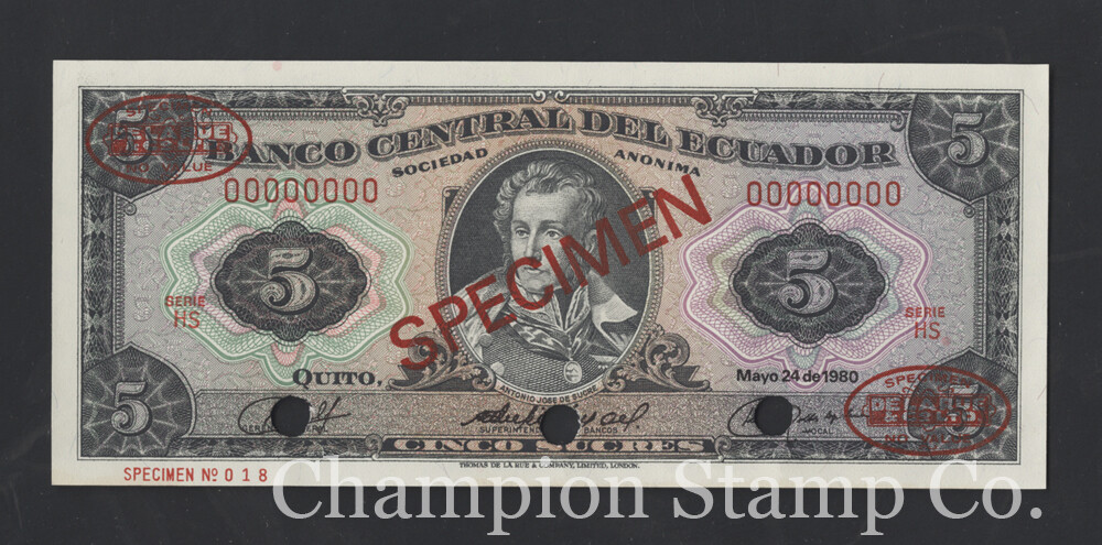 Ecuador Banknote Specimen Catalog 113csv2