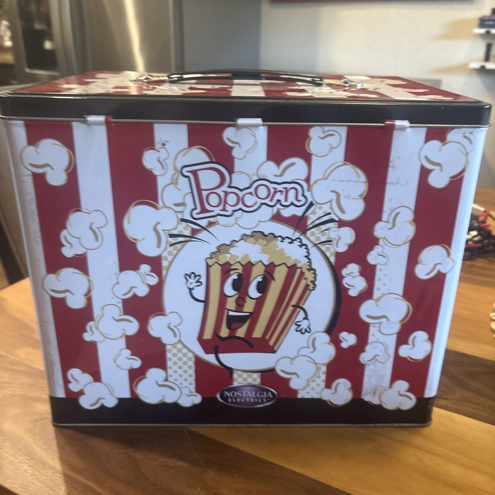 NOSTALGIA ELECTRICS POPCORN TIN CARRING CASE Just Tin