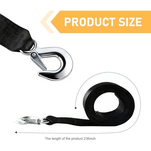 2" x 20ft Trailer Boat Winch Strap with Hook, Nylon Solid Upgrade Winch Strap