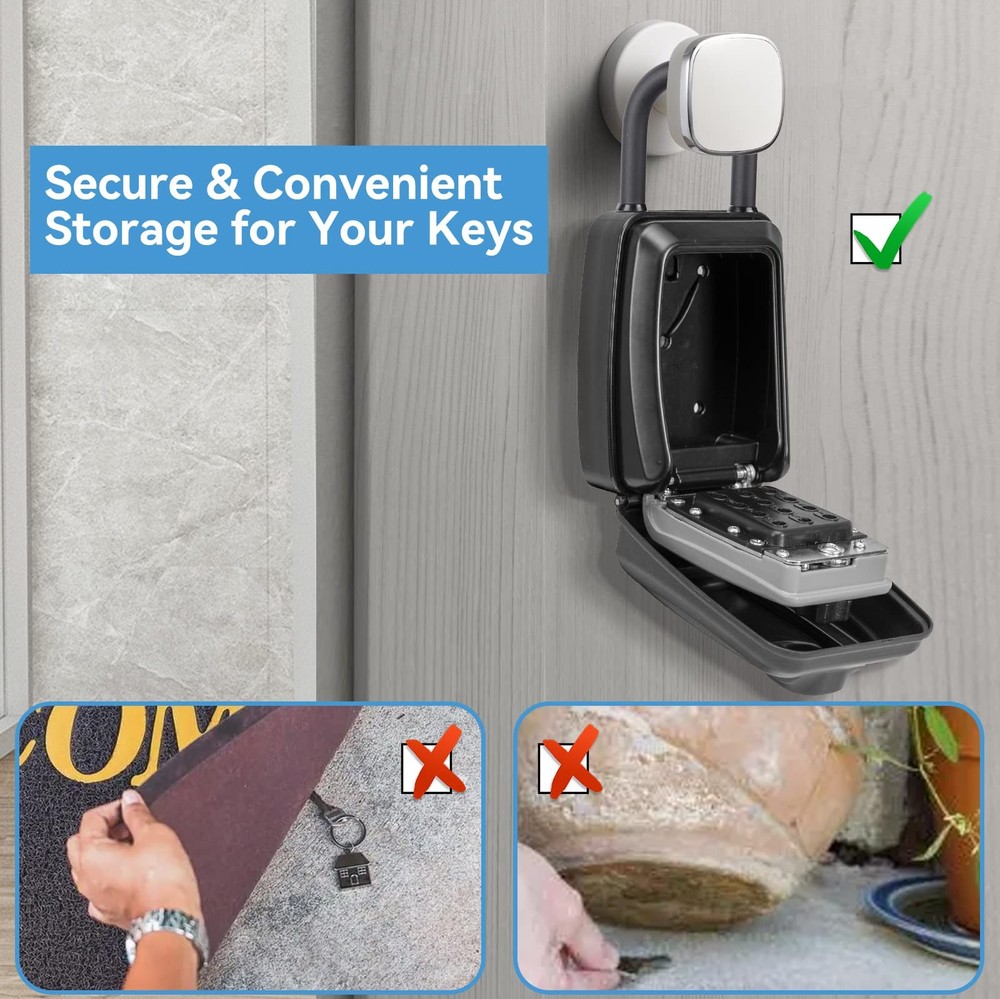 POMYDODU Key Lock Box, 12-Digit Combo, Waterproof, High-Security Storage