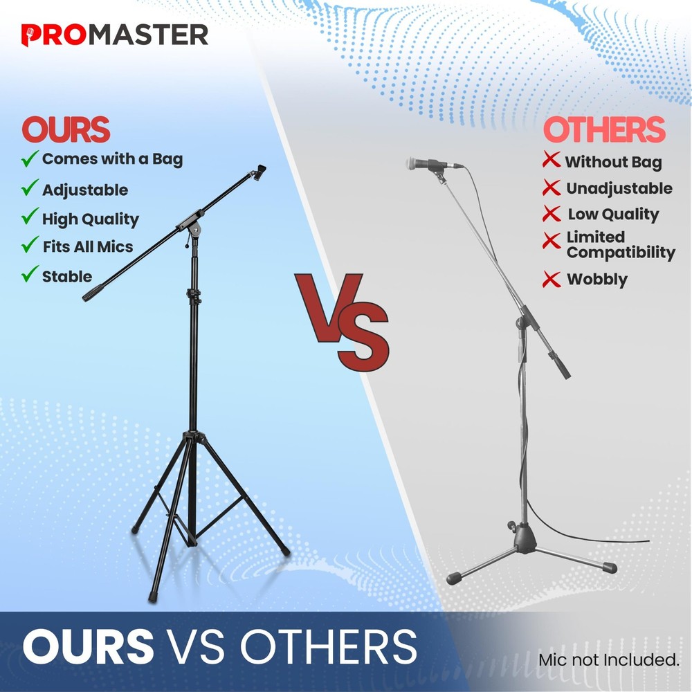 ProMaster Tripod Microphone Stand – Universal & Adjustable Professional Audio