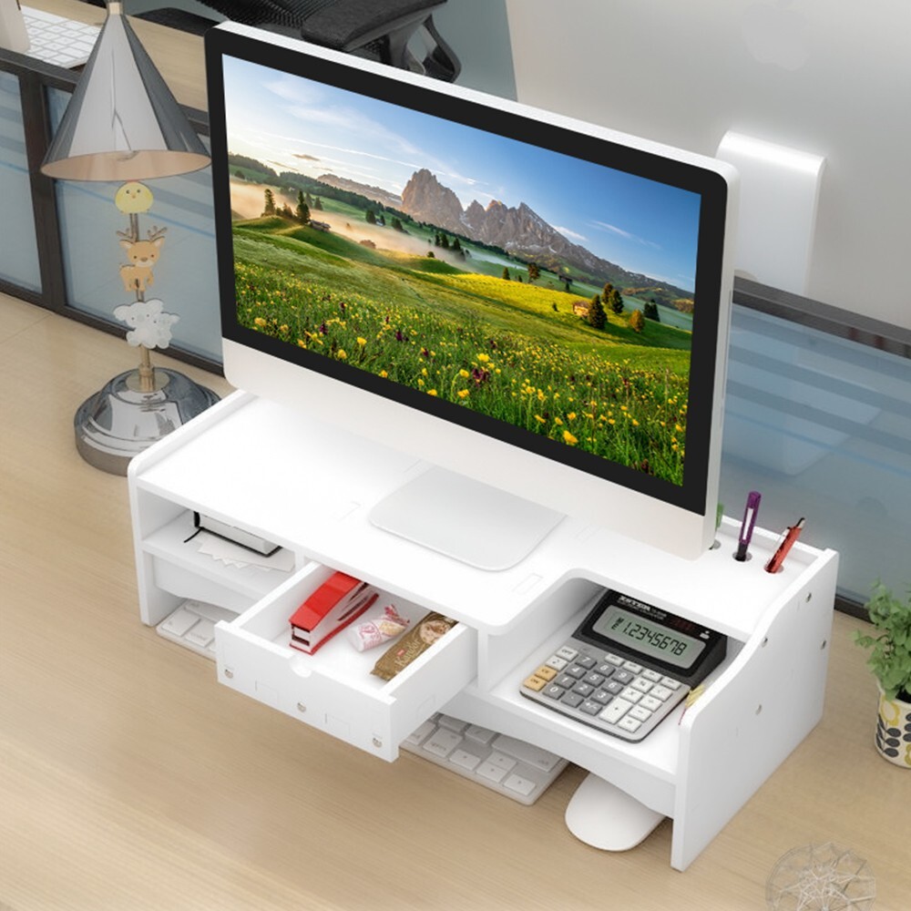 Monitor Riser Shelf- Space-Saving Desktop Stand for Computer&Laptop Organization