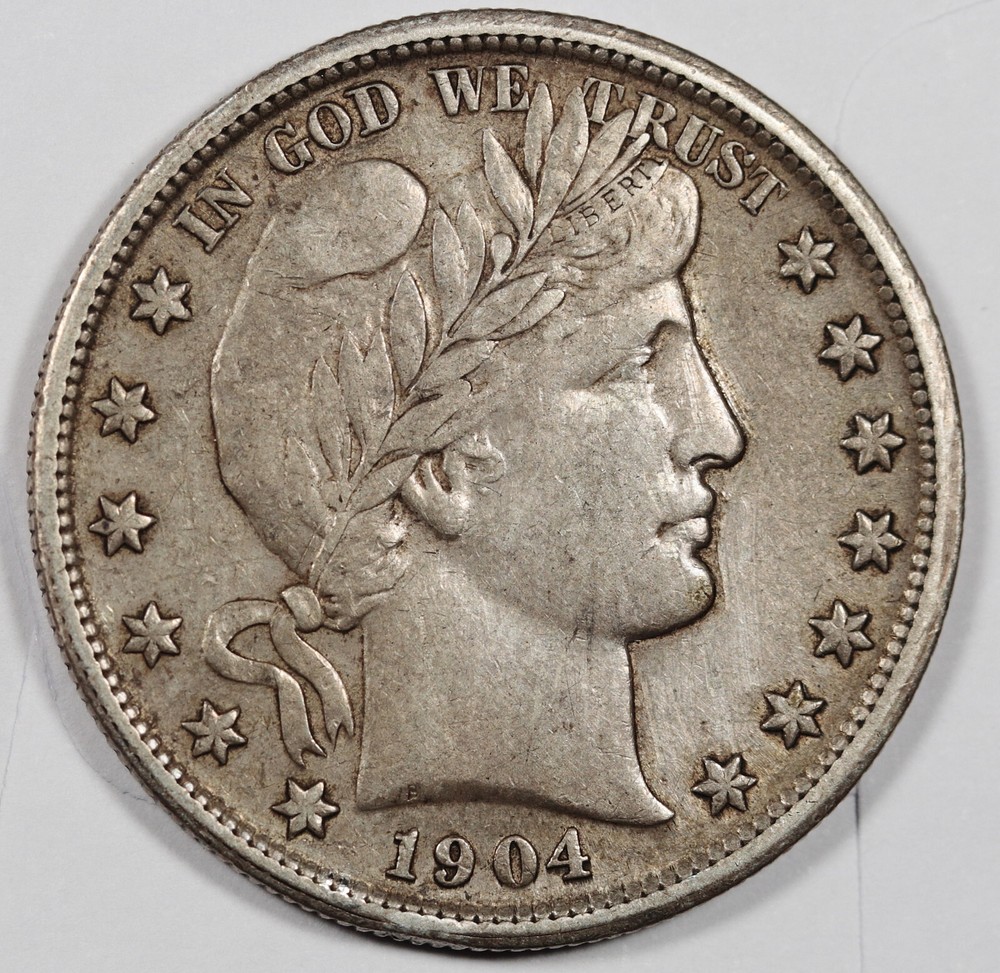 1904 Barber Half.  Natural Uncleaned.  Sharp XF.  198568