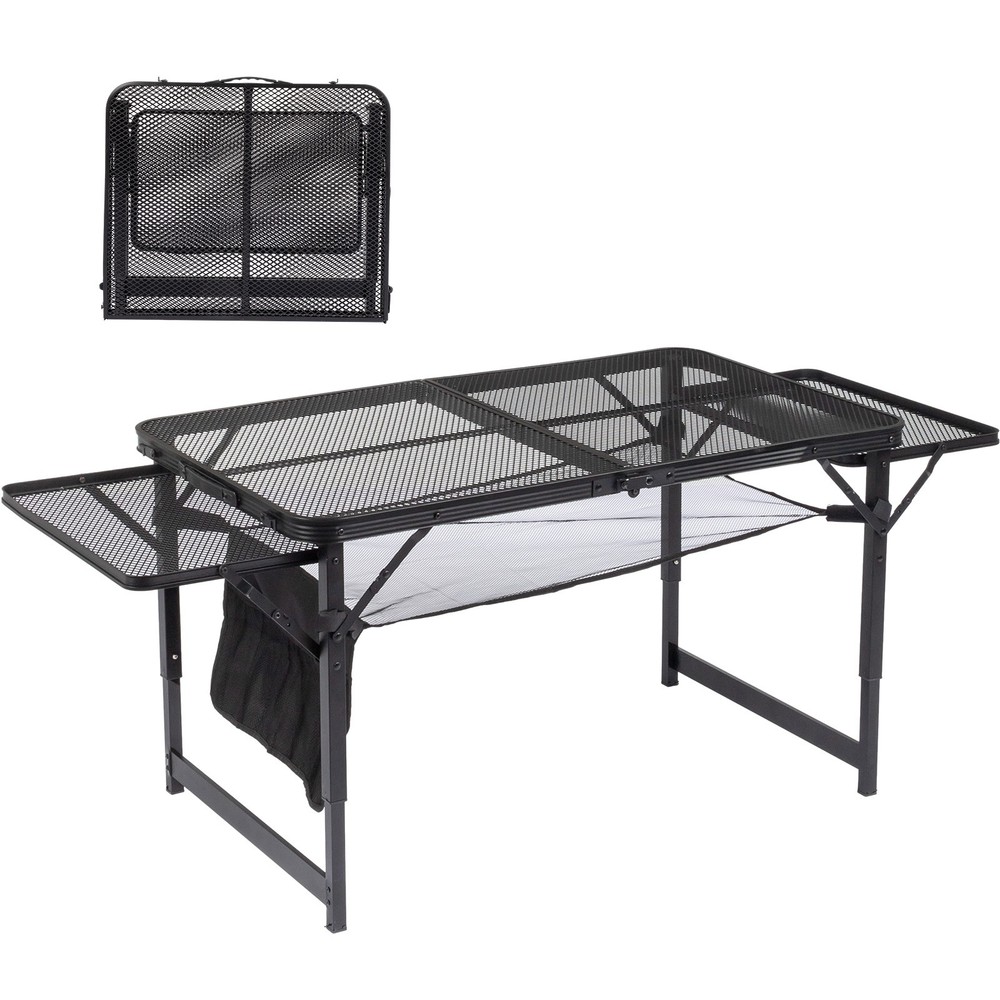 4.7 ft Portable Folding Grill Table Outdoor Foldable Camping Adjustable Table