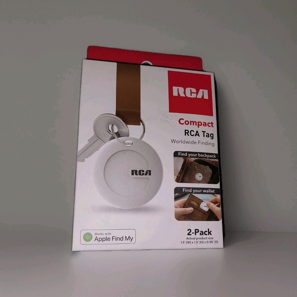 RCA Compact Tags 2 Pack for Apple Find My iPhone iPad Mac Tracking Tags