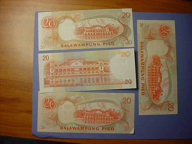 Philippines 20 Piso 4 Varieties UNC #95023