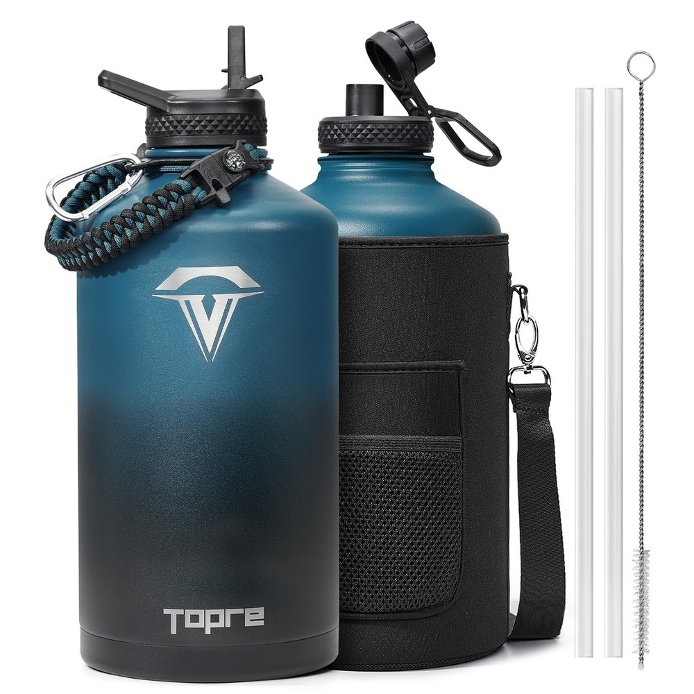 One Gallon Water Bottle,128oz Insulated Flask Stainless Steel Vacuum, Cold fo...