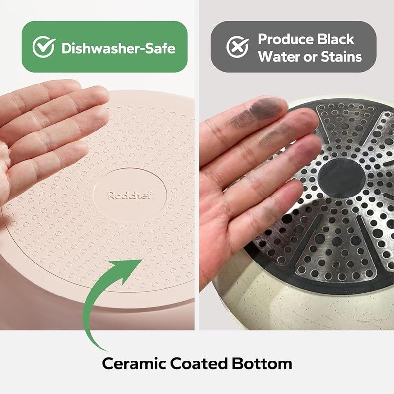 16pcs Nonstick Ceramic Cookware Set Stackable Oven Safe Removable Handle New