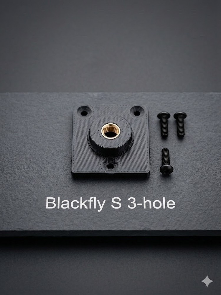 Blackfly S 3-Hole Camera Tripod Mount Adapter 1/4-20 Includes 3 M3 Screws