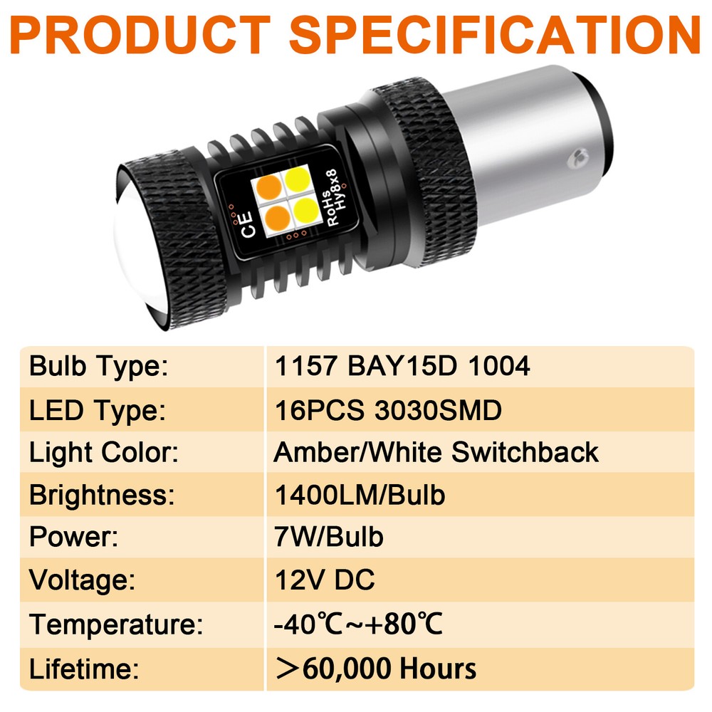 4Pack 2357 Switchback LED Turn Signal Light Bulb For Chevy GMC C/K1500 2500