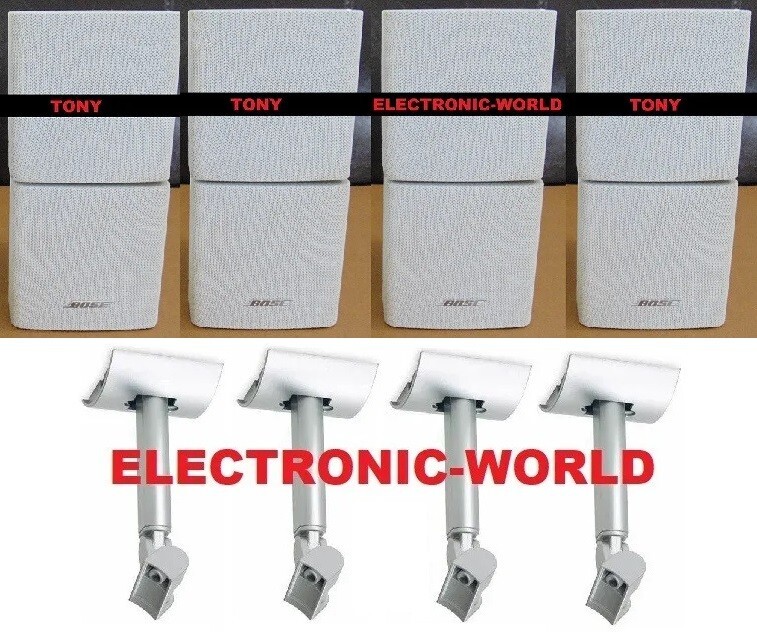4 MINT Bose Double Cube White Speakers Direct Reflecting With Ceiling Brackets