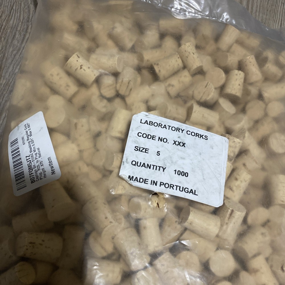 Caplugs Laboratory Corks Size 5 QTY 1000, Natural