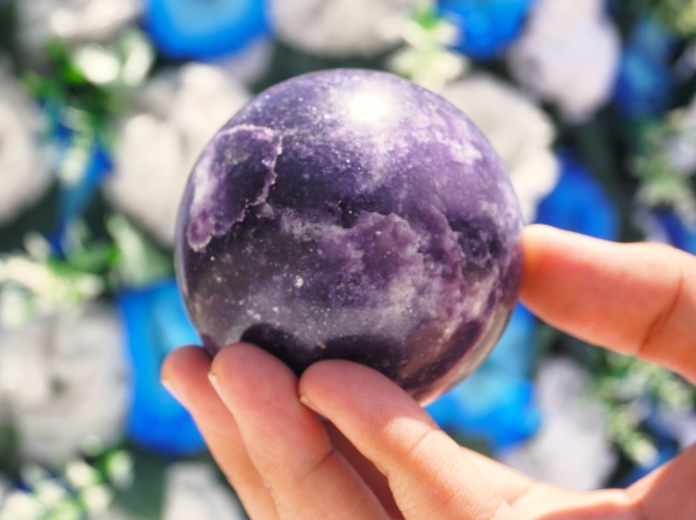Natural 55MM Lepidolite Stone  Metaphysical Sphere Ball