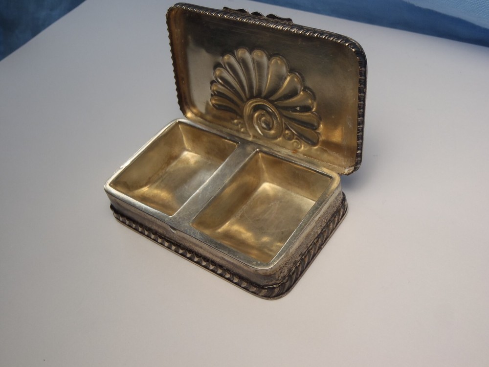 Antique 1892 Howard Co Sterling Silver 2 Compartment Stamp Box