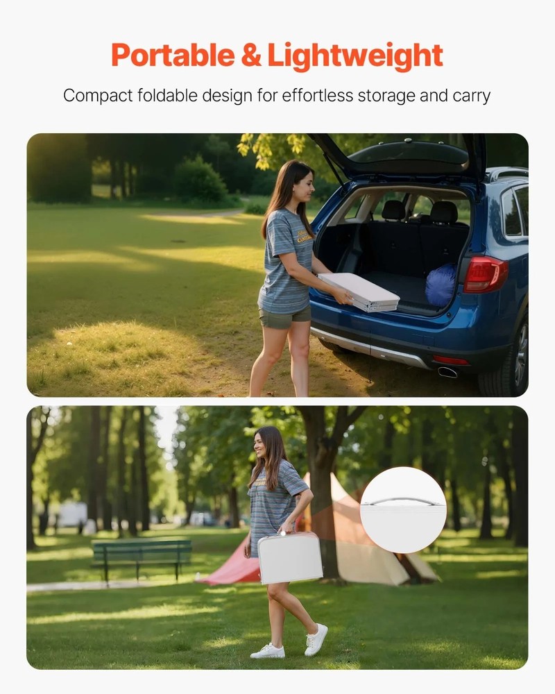 Folding Camping Table, Adjustable Height Portable Side Tables, Aluminum MDF