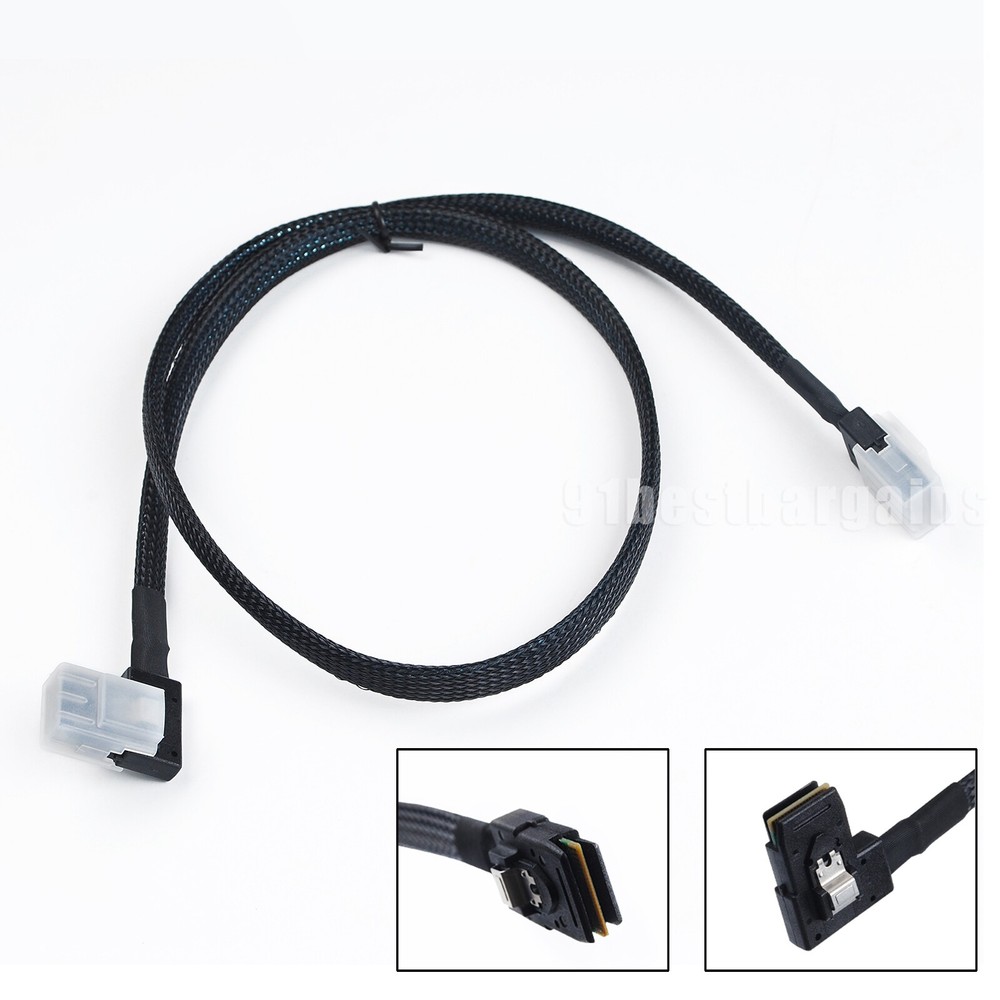 Slim Flat Right Angled Mini SAS 36pin SFF-8087 to 8087 Data Raid Cable 80cm