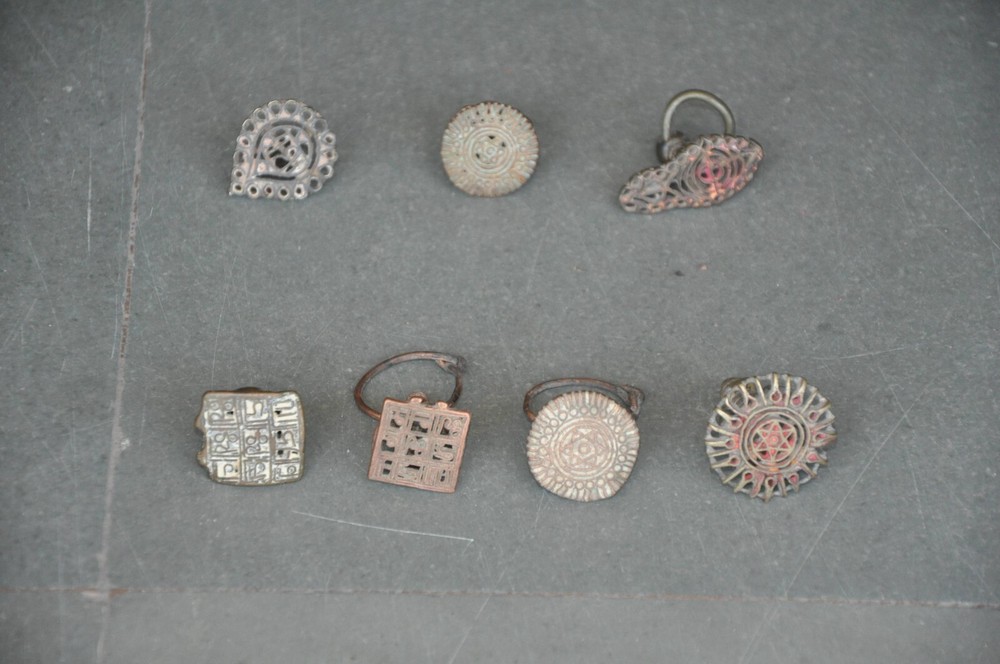 7 Pc Vintage Copper & Brass Unique Handcrafted Different Priest/Saint Tilak Dye