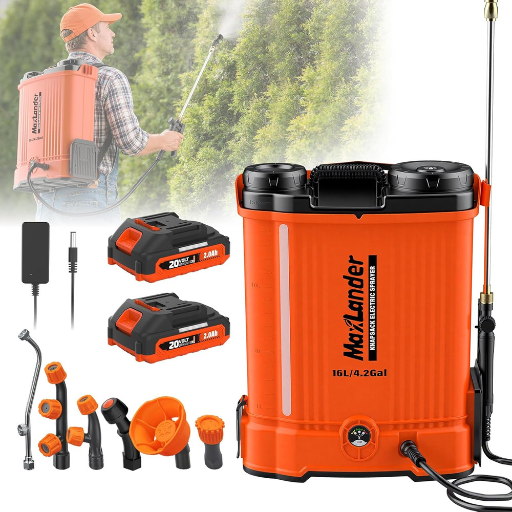 Battery Powered Backpack Sprayer 4.2 Gallon, Electric Graden Sprayer Works with