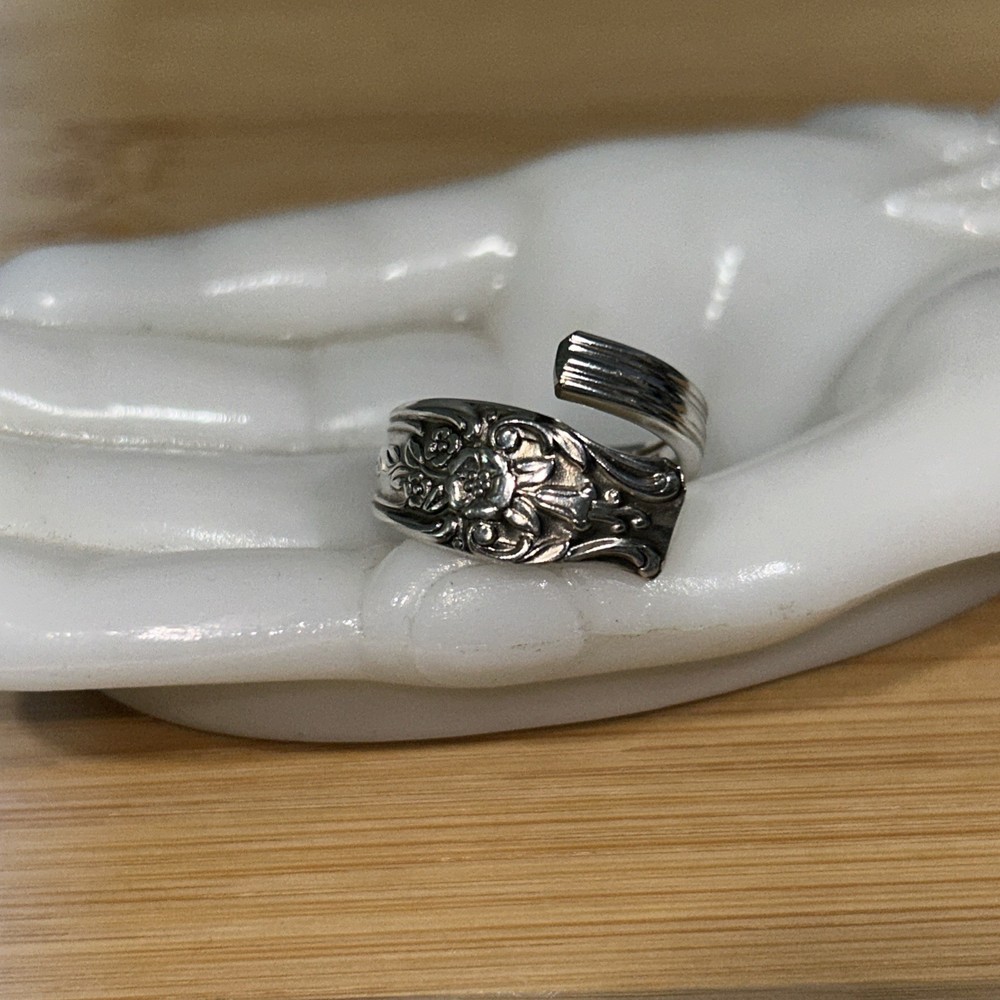 Victorian Rose Stainless Steel Spoon Ring - Size 7