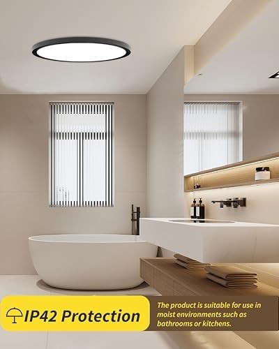 20" Dimmable LED Flush Mount Ceiling Light Panel, 40W 4350LM, Adjustable Color 2