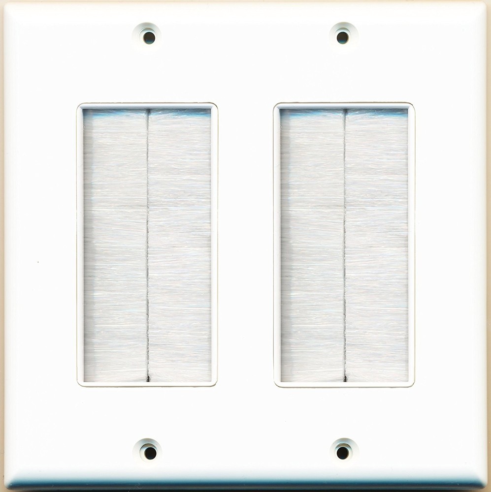 Audio Video Wall Plate Double Brush Universal Wallplate
