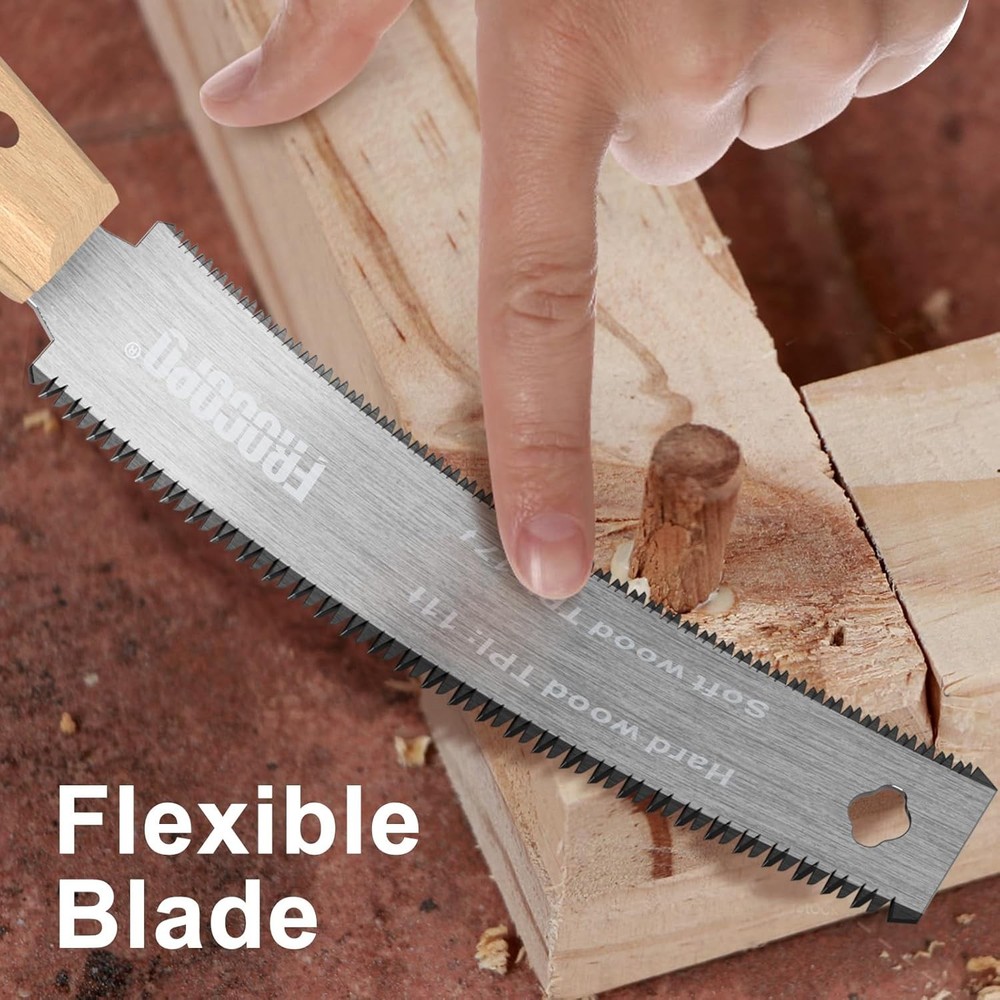 Hand Saw Woodworking Tools, Pull Saw, Flexible Double-Edge Blade 17/11 TPI