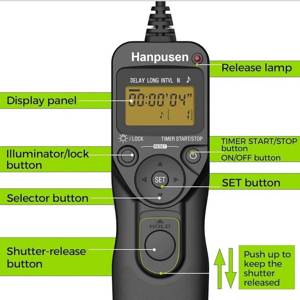 Hanpusen TR-90 Remote Switch With Digital Timer For Camera Shutter Use