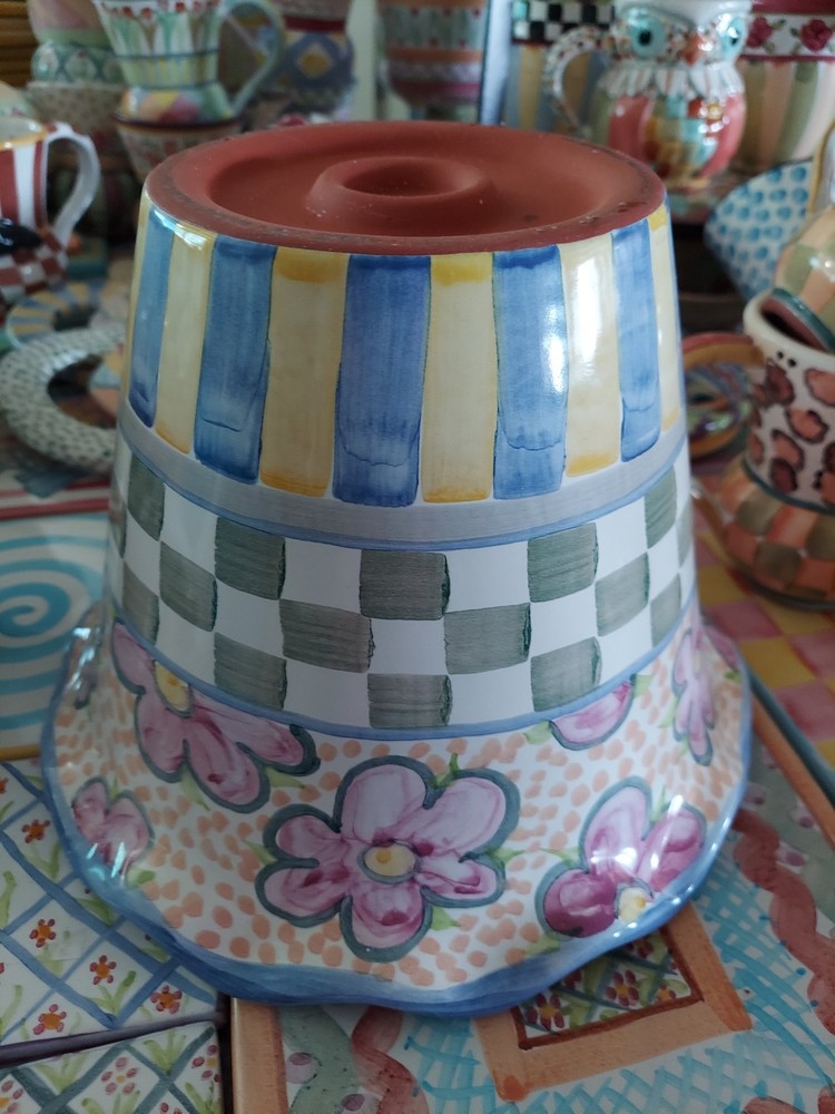 Mackenzie-Childs Myrtle Ceramic Fluted Flower Pot