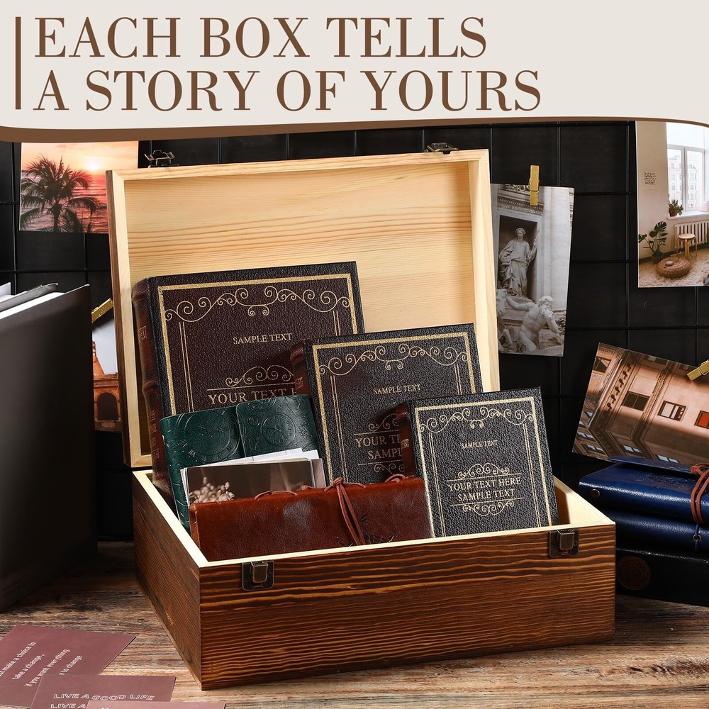 Barydat Extra Large Wooden Memory Box with Hinged Lid for Keepsakes Unfinishe...