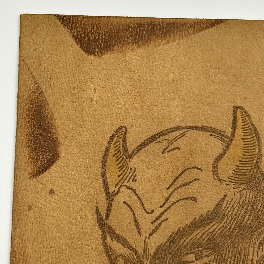Rare Antique 1900s Leather Postcard - "Hello, Old Pal!" Devil Graphic